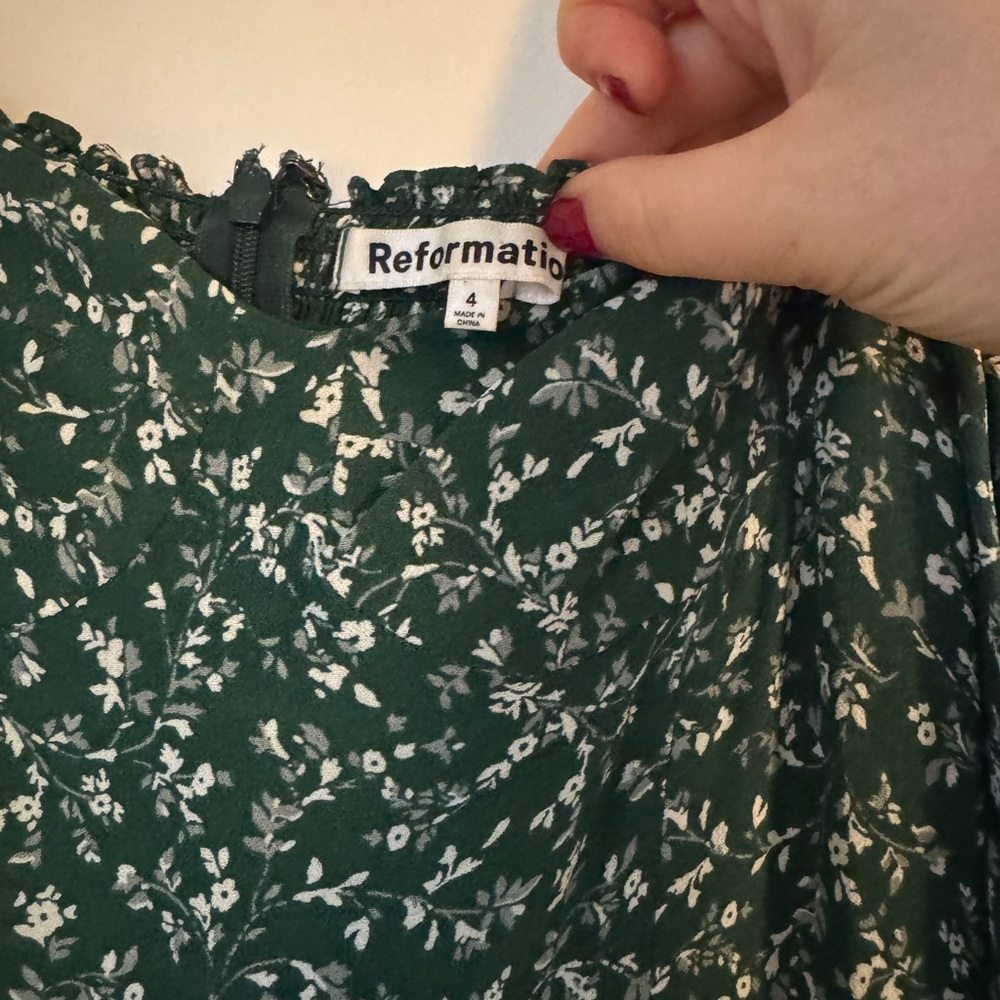 Reformation Cammi Dress green floral size 4 - Picture 4 of 4